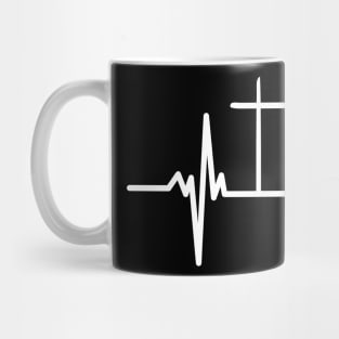 Christian Cross Heart Beat Vital Signs Design Mug